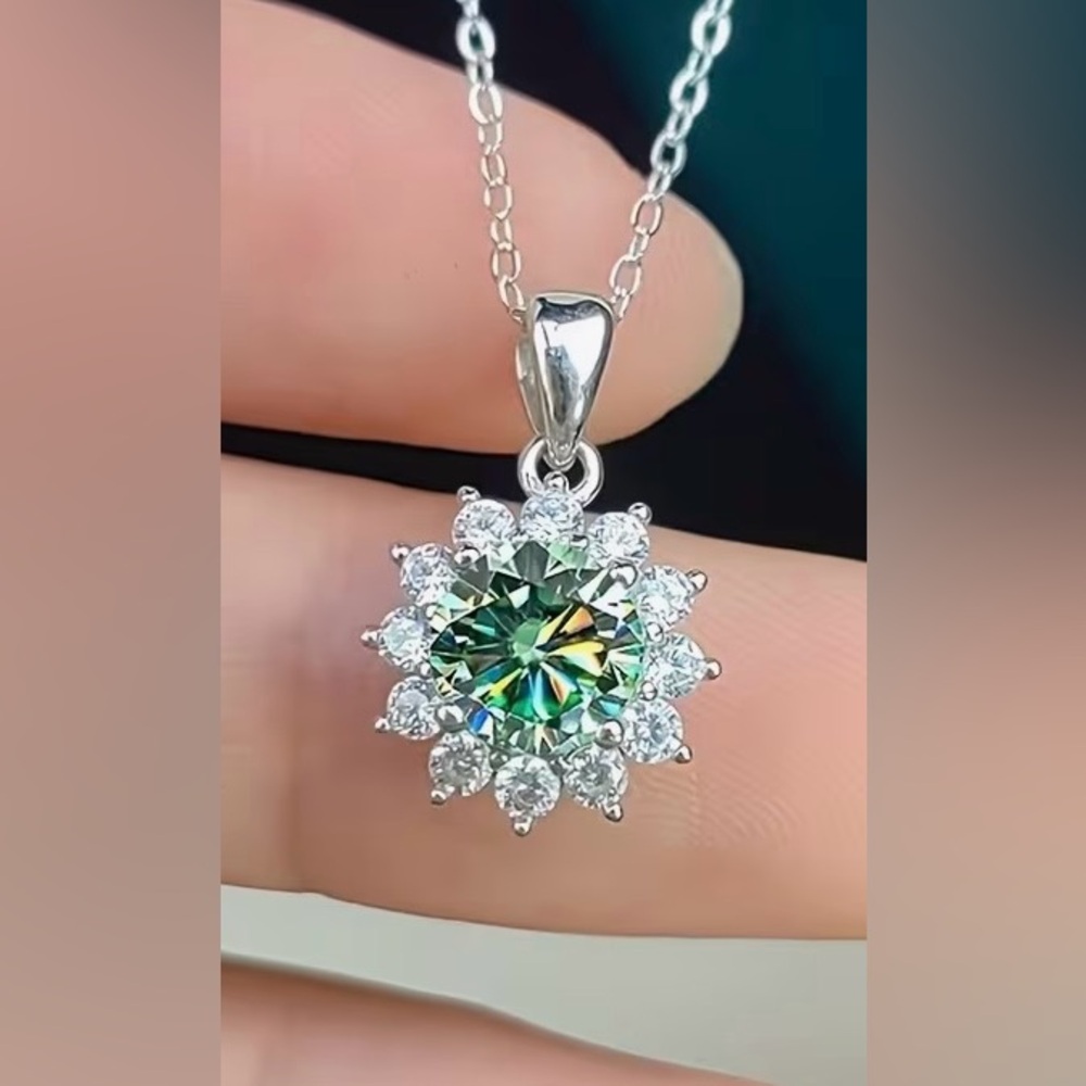 Elegant Green Moissanite Pendant Necklace